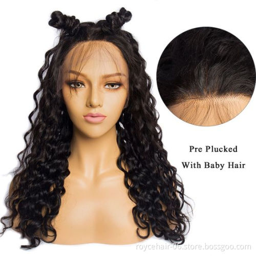 Water Wave,Wholesale 10a Virgin Burmese Human Hair Curly Weave Glueless Invisible Swiss 4x4 Lace Closure Wig With Baby Hair